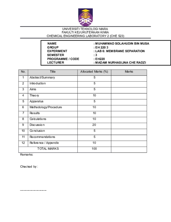 Chemistry separation lab report image