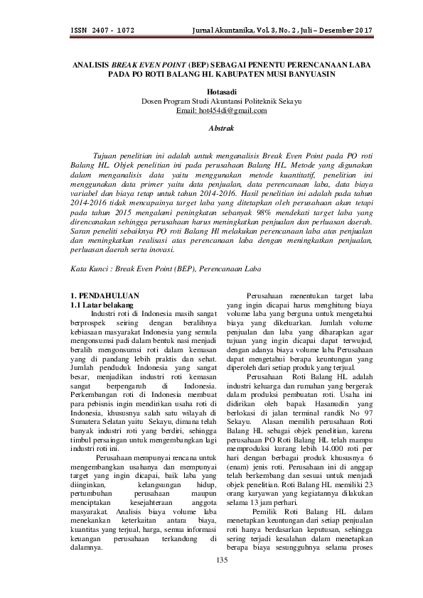 Pdf Metode Break Even Point Bep Mohamad Asrori Academia Edu