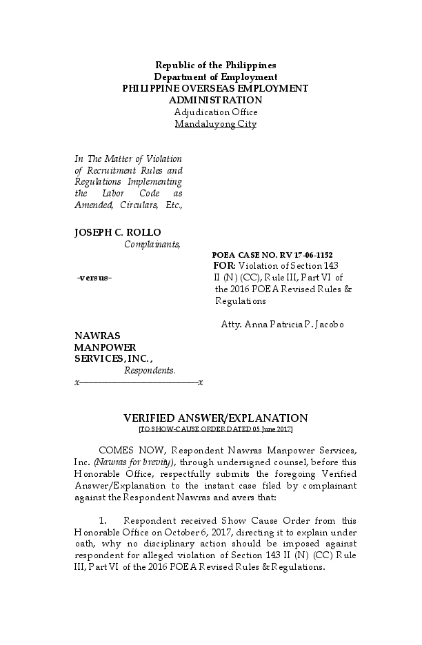 (DOC) Republic of the Philippines Department of Employment FOR ...