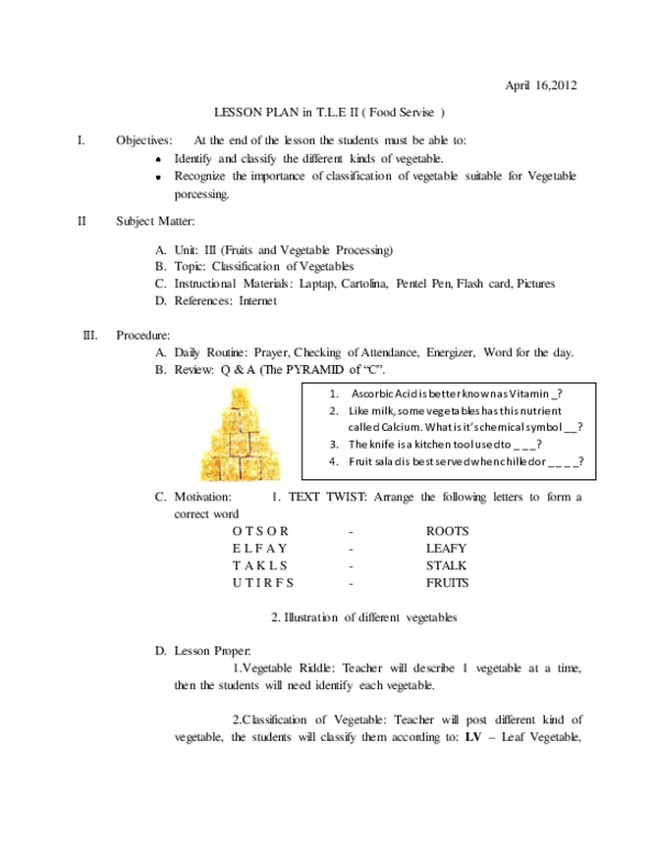 PDF) Lesson plan in tle ii | Amelou Sabucido - Academia.edu