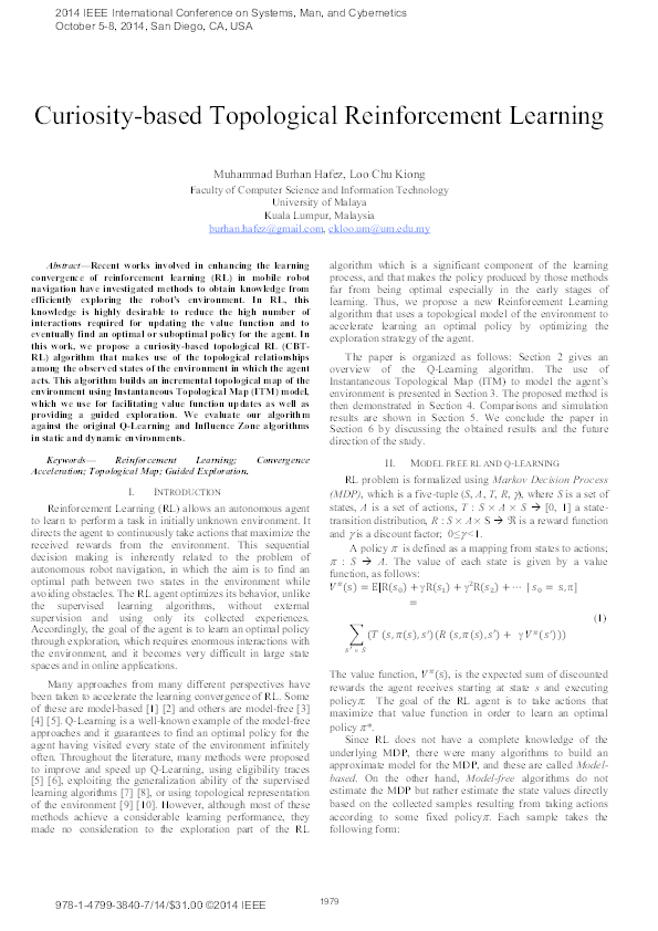 Pdf Curiosity Based Topological Reinforcement Learning