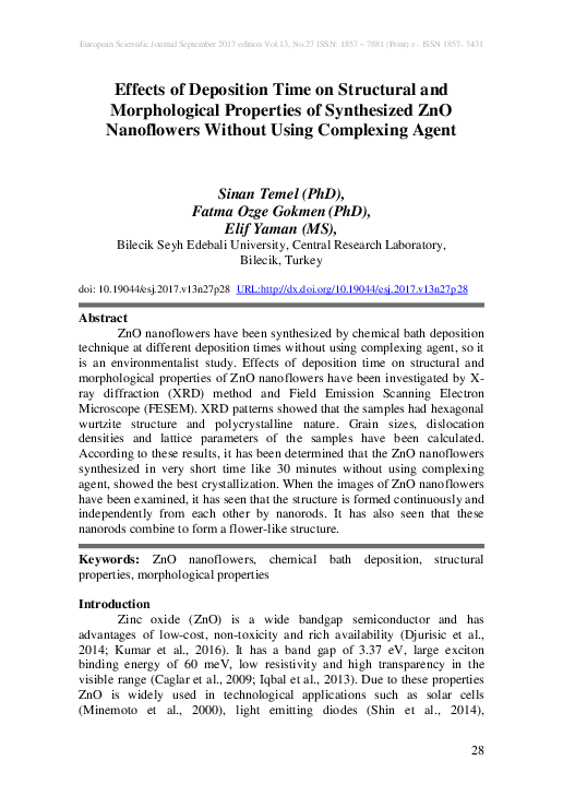 (PDF) Effects of Deposition Time on Structural and Morphological ...