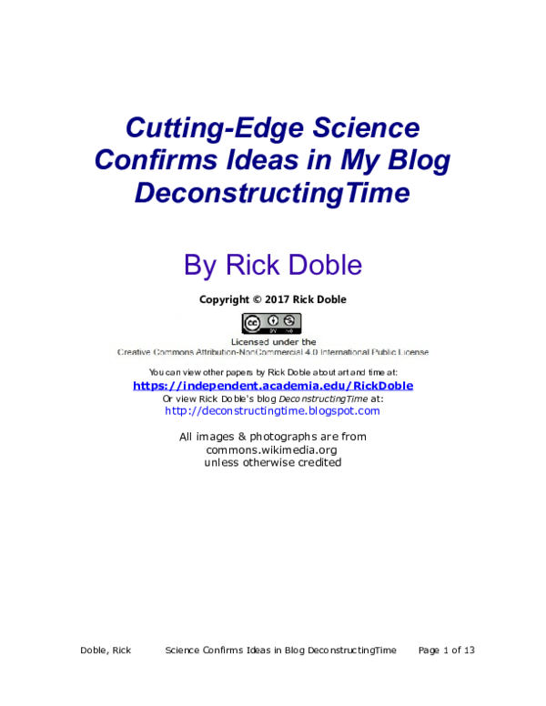 (PDF) CuttingEdge Science Confirms Ideas in My Blog DeconstructingTime Rick Doble Academia.edu