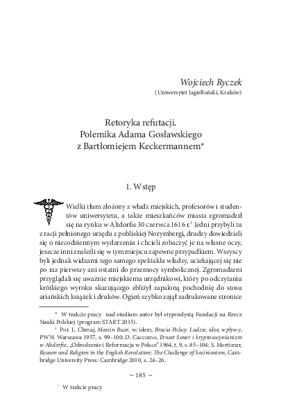 (PDF) Retoryka refutacji. Polemika Adama Gosławskiego z Bartłomiejem ...