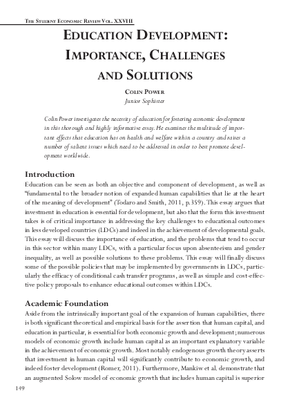 (PDF) THE STUDENT ECONOMIC REVIEWVOL. XXVIII EDUCATION DEVELOPMENT ...