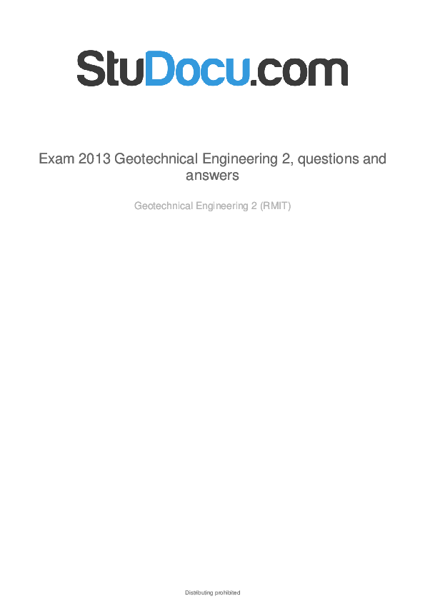 (PDF) Exam 2013 geotechnical engineering 2 questions and answers HONG