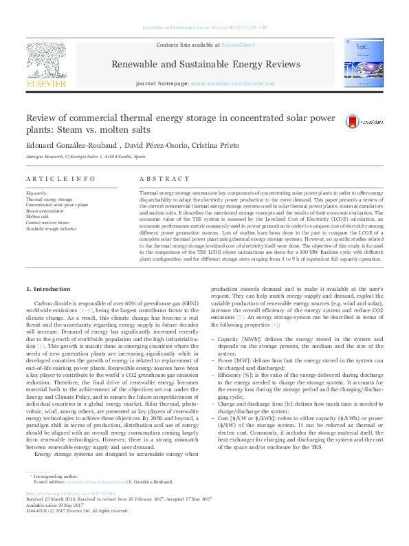 (PDF) Review of commercial thermal energy storage in concentrated solar ...