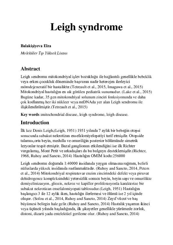 (DOC) Leigh syndrome elza balakishiyeva Academia.edu