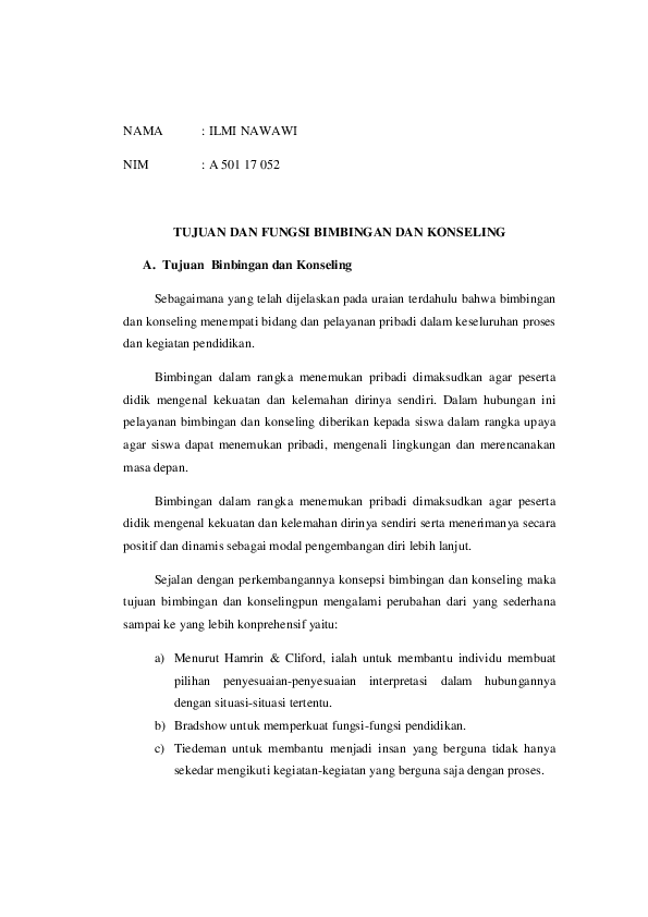 Doc Resume Fungsi Dan Tujuan Bk Ilmi Nawawi Academia Edu