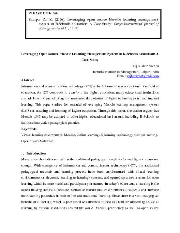 (PDF) Leveraging Open Source Moodle Learning Management System in B ...