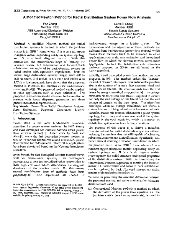  pdf a modified newton method for radial distribution system power
