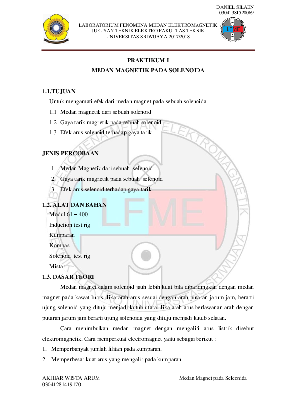 Doc Medan Magnetik Pada Solenoida By Daniel Daniel Silaen Academia Edu