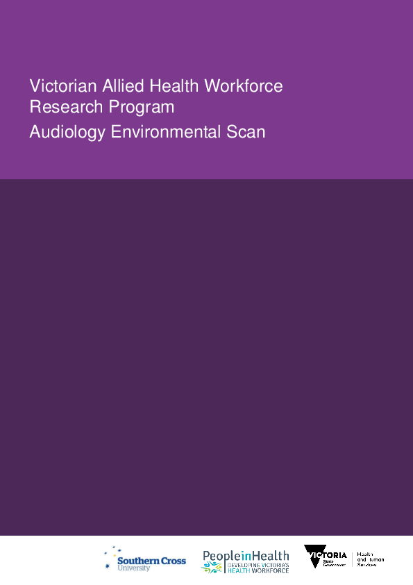 (PDF) Victorian Allied Health Workforce Research Program Audiology ...