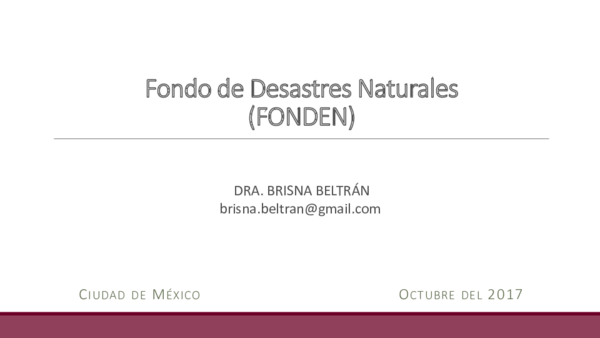 (PDF) Fondo de Desastres Naturales (FONDEN)