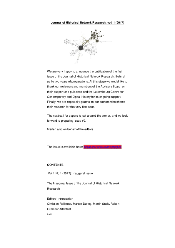 (PDF) Journal of Historical Network Research (JHNR), issue 1 (2017) Robert GramschStehfest