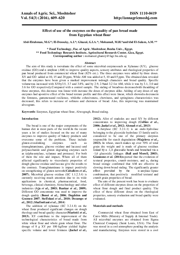 (PDF) Effect of use of the enzymes on the quality of pan bread made