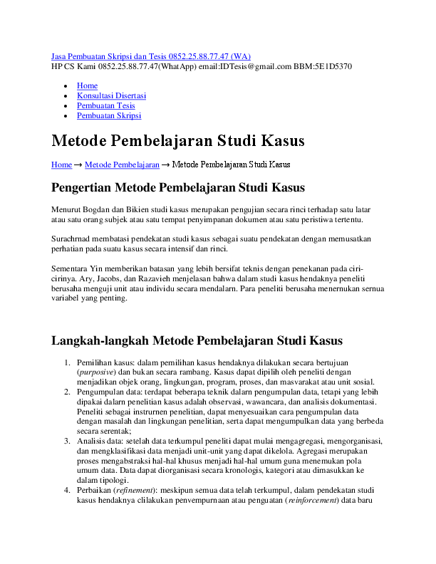 (DOC) Metode Pembelajaran Studi Kasus Home → Metode Pembelajaran → ...