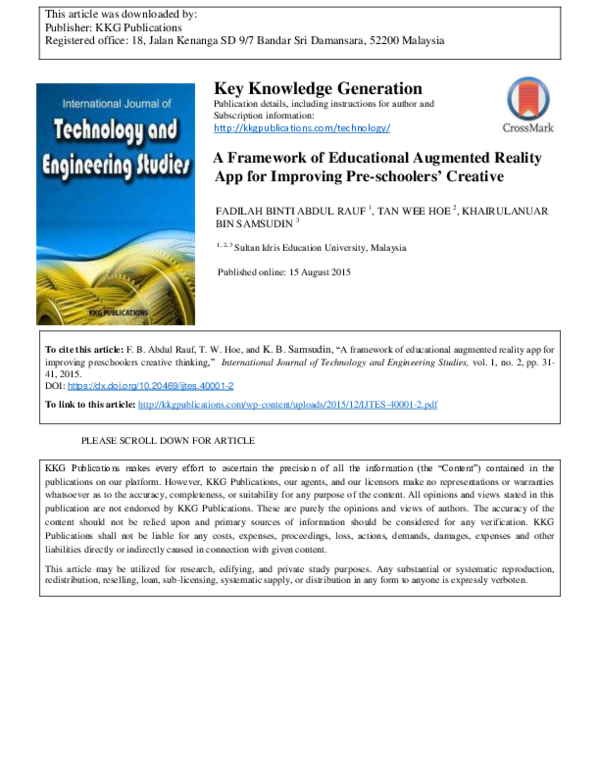 (PDF) A Framework of Educational Augmented Reality App for Improving ...