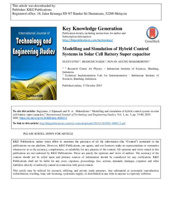 (PDF) Modelling and Simulation of Hybrid Control Systems in Solar Cell ...
