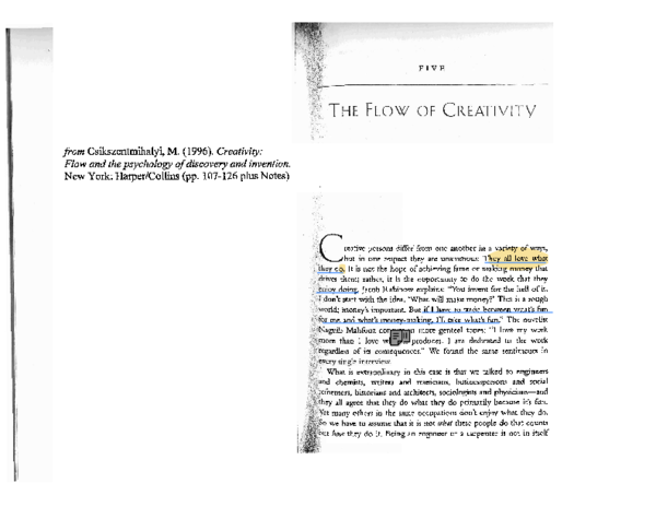 (PDF) Csikszentmihalyi the flow of creativity