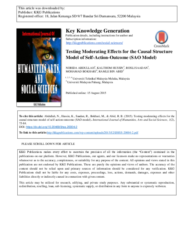 (PDF) Testing Moderating Effects for the Causal Structure Model of Self ...