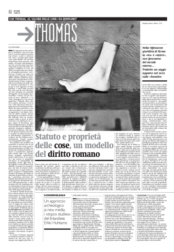 (PDF) Statuto e proprietà delle cose, un modello del diritto romano. A ...