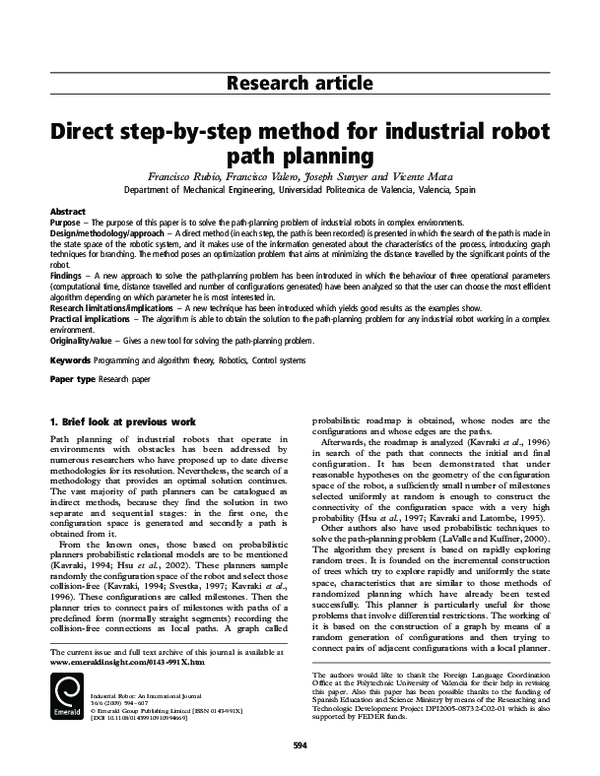 (PDF) Direct step-by-step method for industrial robot path planning