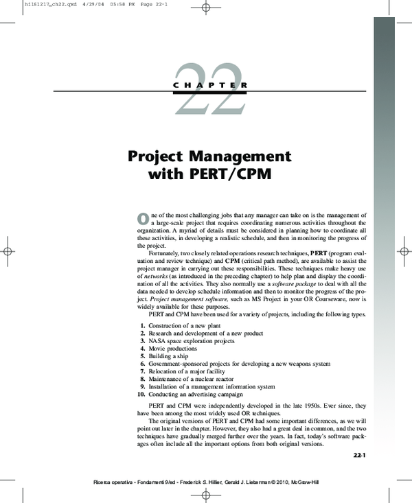 (PDF) Project Management with PERT/CPM