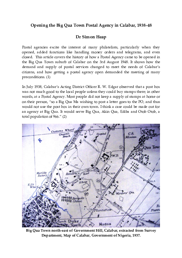(DOC) Opening Big Qua Town Postal Agency in Calabar, 193848 Dr Simon