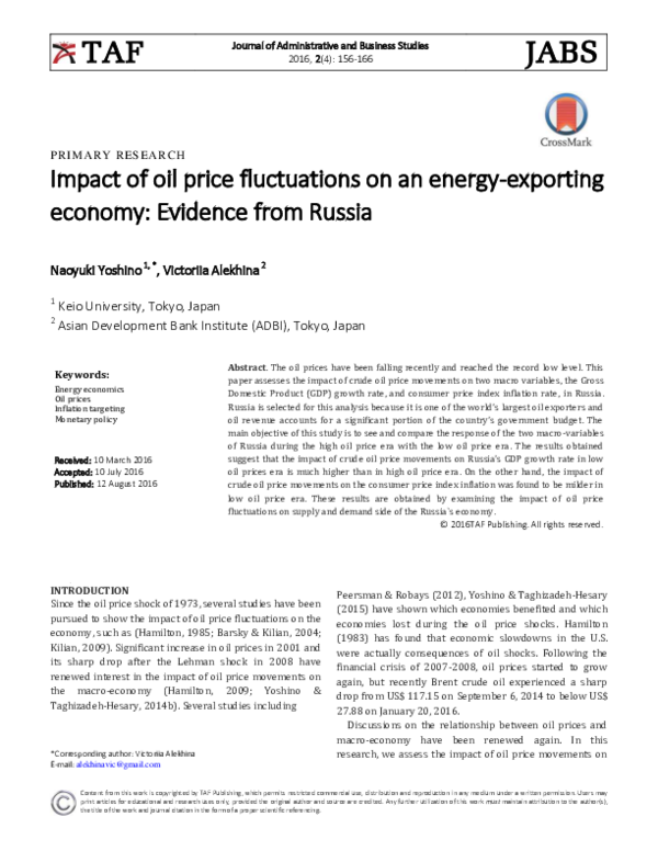 (PDF) Impact of oil price fluctuations on an energy-exporting economy ...