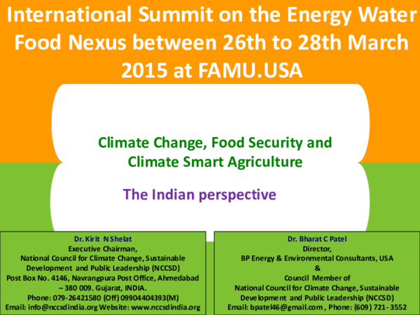 (PPT) Climate Change Food Security and Climate Smart Agriculture Indian ...