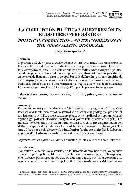 (PDF) La Corrupción Política y Su Expresión en El Discurso Periodístico