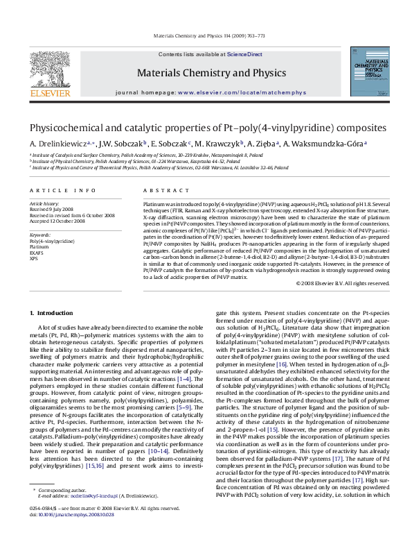 (PDF) Physicochemical and catalytic properties of Pt–poly(4 ...