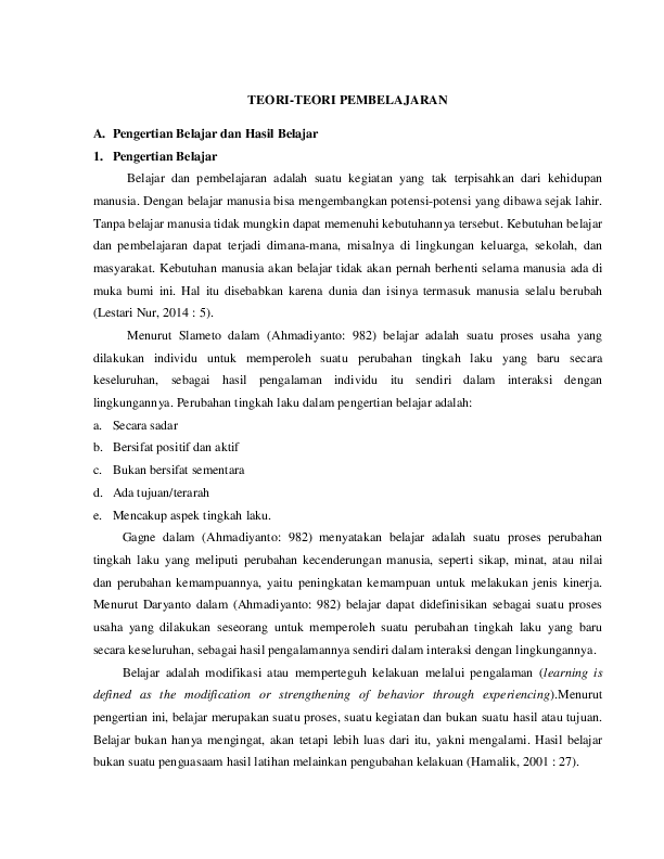 (DOC) Teori belajar dan pembelajaran | Yoanda Amallya  