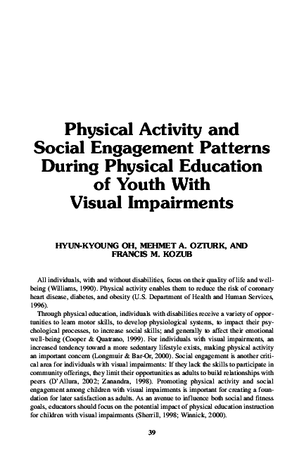 (PDF) Physical Activity and Social Engagement Patterns During Physical ...