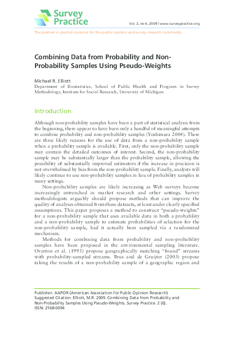 (PDF) Combining Data from Probability and Non- Probability Samples ...