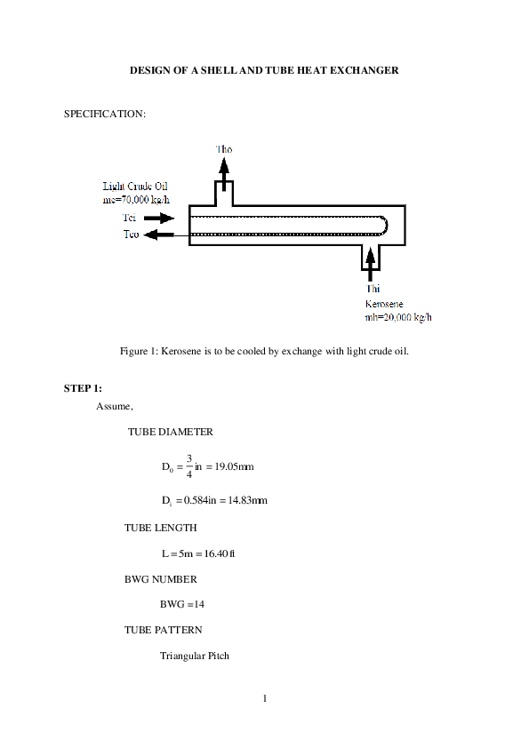 (DOC) DESIGN OF A SHELL AND TUBE HEAT EXCHANGER