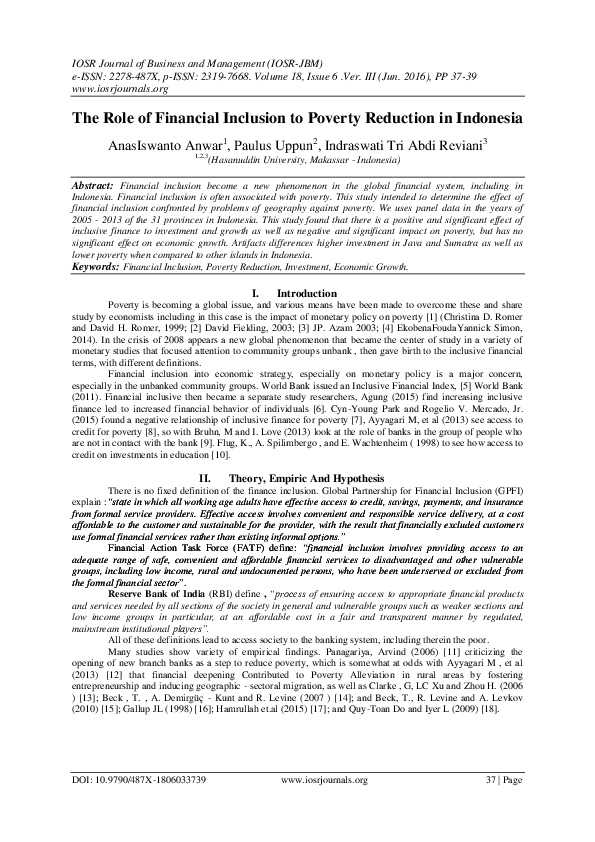 (PDF) The Role of Financial Inclusion to Poverty Reduction in Indonesia