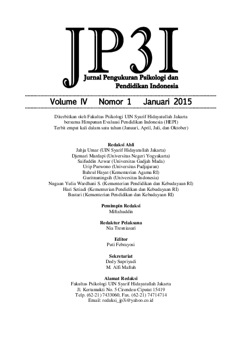(PDF) Jurnal Pengukuran Psikologi dan Pendidikan Indonesia (JP3I) Vol ...