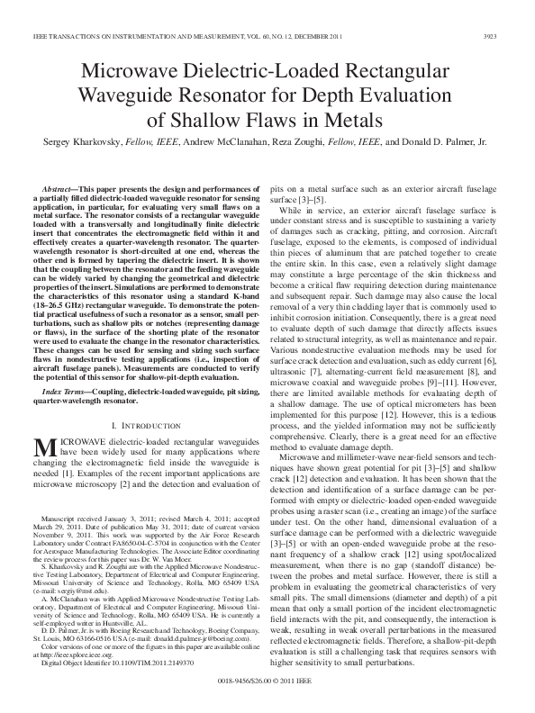 (PDF) Microwave Dielectric-Loaded Rectangular Waveguide Resonator for ...