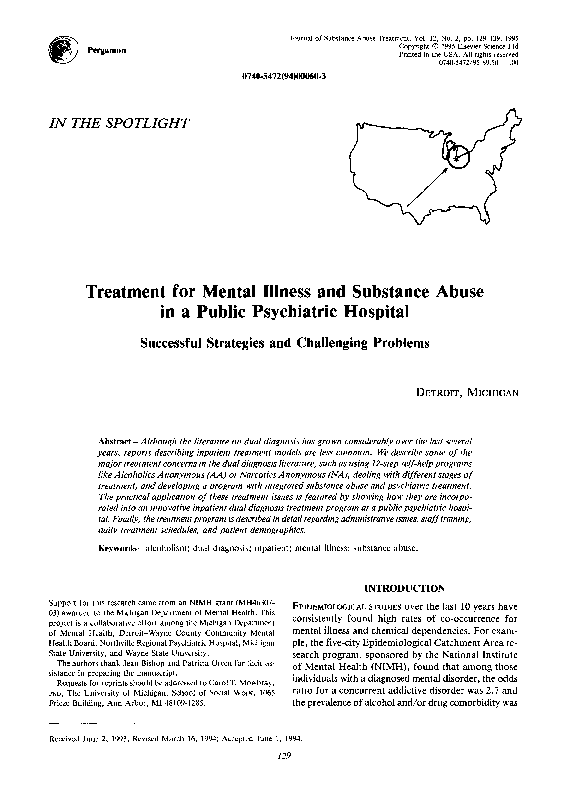(PDF) Treatment for mental illness and substance abuse in a public ...