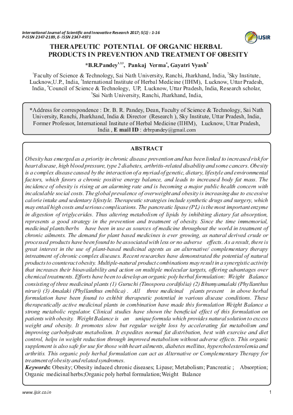 (PDF) THERAPEUTIC POTENTIAL OF ORGANIC HERBAL PRODUCTS IN PREVENTION ...