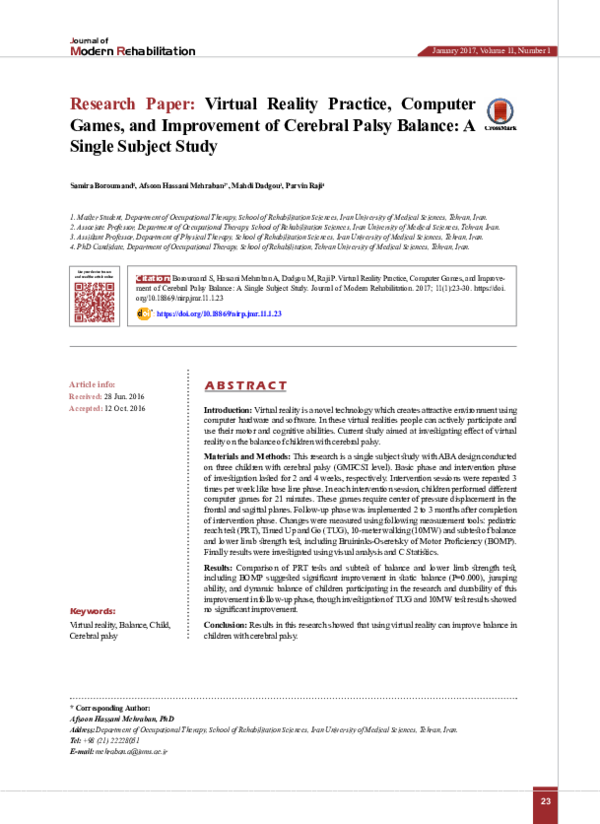 (PDF) Research Paper Virtual Reality Practice, Computer Games, and