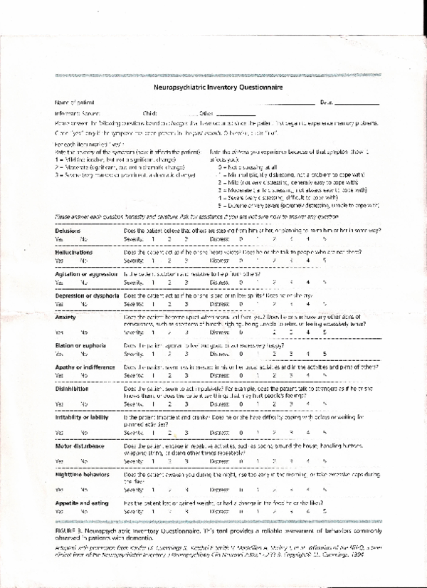 Neuropsychiatric Inventory – Npi 検査用紙 ダウンロード – WWCNQO