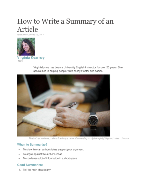 (DOC) How to Write a Summary of an Article
