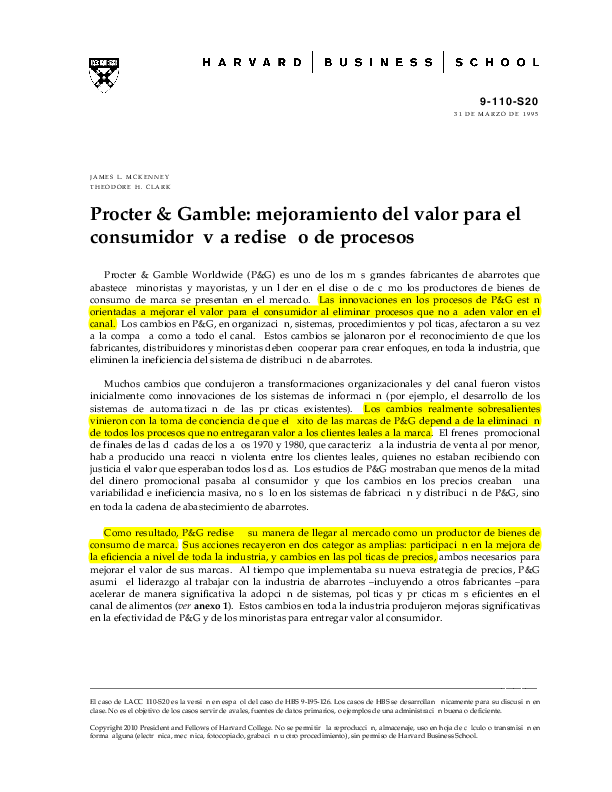 (PDF) Procter & Gamble mejoramiento del valor para el consumidor vía rediseño de procesos (PDF) Procter & Gamble mejoramiento del valor para el consumidor vía rediseño de procesos