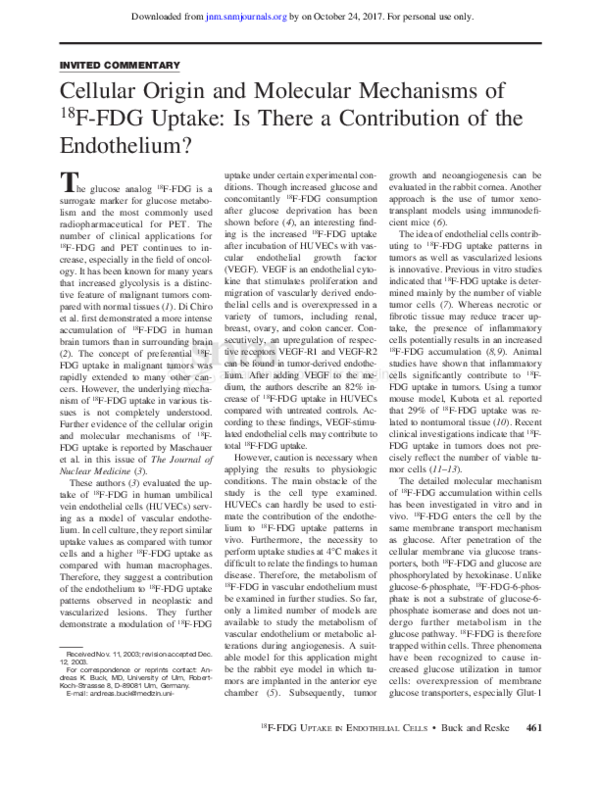 (PDF) Cellular origin and molecular mechanisms of 18F-FDG uptake: is ...