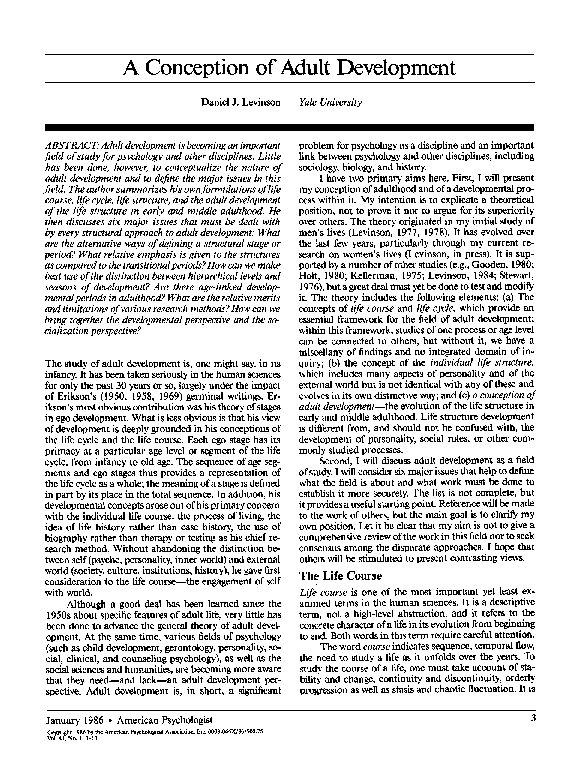 (PDF) A Conception of Adult Development