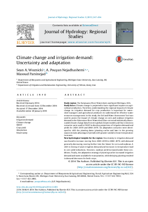 (PDF) Climate change and irrigation demand Uncertainty and adaptation