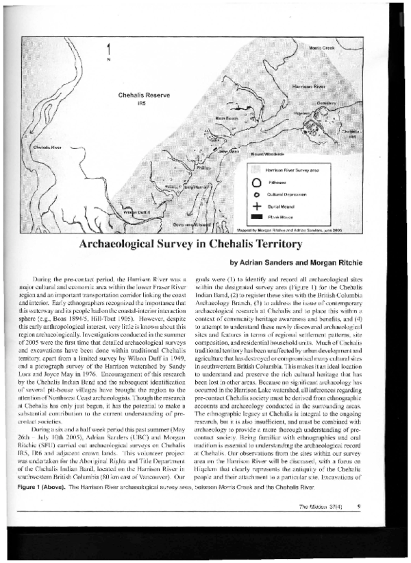(PDF) Archaeological Survey in Chehalis Territory Patrick M Ritchie